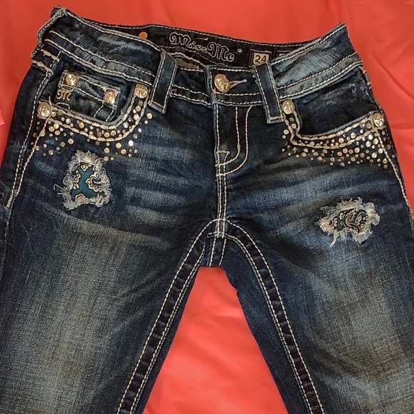 Miss Me Jeans size:24 dark wash embellished - Picture 2 of 6